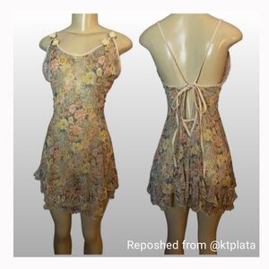Vintage Y2k Agent Provocateur Sheer Slip Dress Garden Fairy Cottage Floral